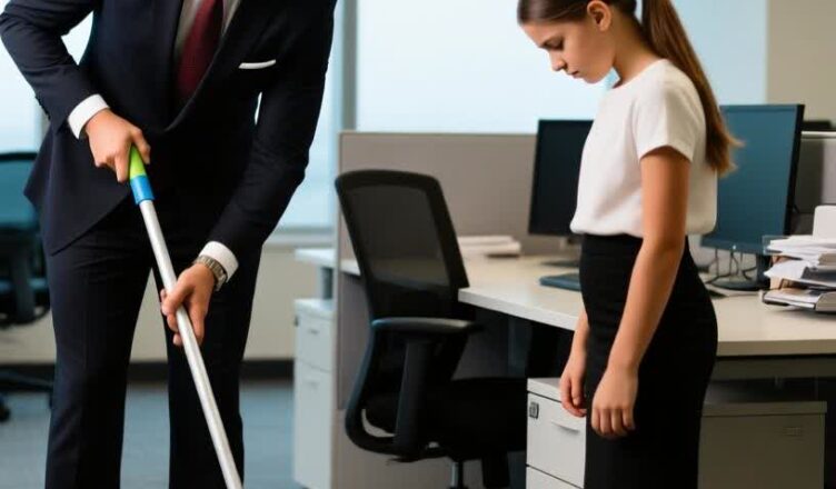 “If you’re too stupid to do it right, then scrub the floor!” shouted the boss at the new cleaning lady. But his confidence vanished the moment she dialed her father’s number.