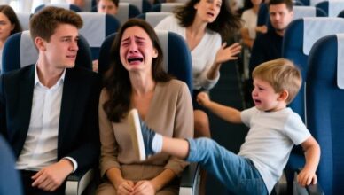 As the plane glided high above the clouds, the cabin lights dimmed, and a hush settled over the passengers—until a sudden thud shattered the calm.