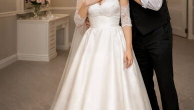 The bride had slipped away to the restroom for just a few minutes during the wedding,