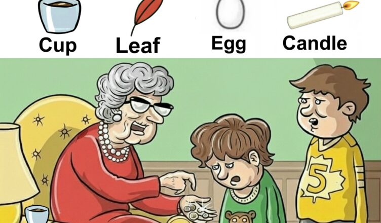 Can you spot the cup, the leaf, the egg, and the candle?