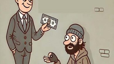 Every single morning, like clockwork, a businessman walks past the same beggar and drops  into his cup.