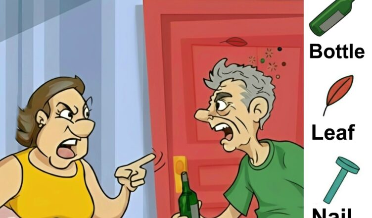 Can you find the Bottle, the Leaf, the Nail, and the Knife in this picture?