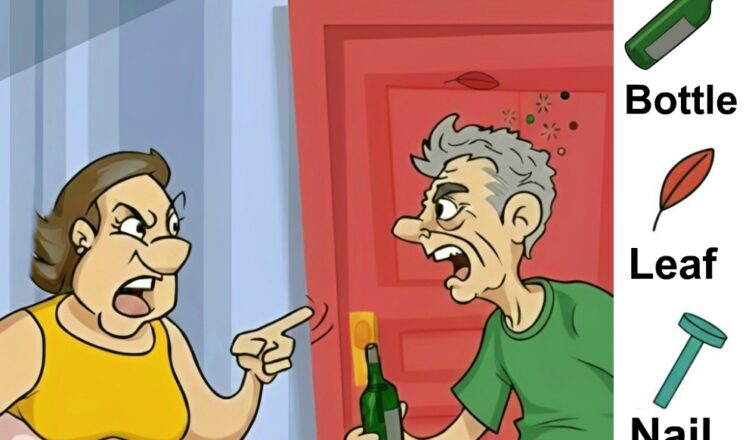 Find the Bottle, Leaf, Nail, and Knife hidden in the picture.