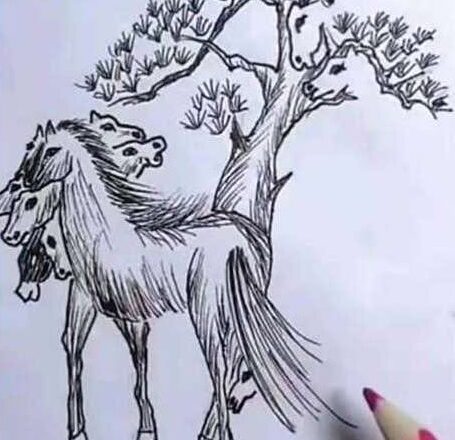 Look closely! Only the sharpest eyes can spot all the horses concealed in this picture.