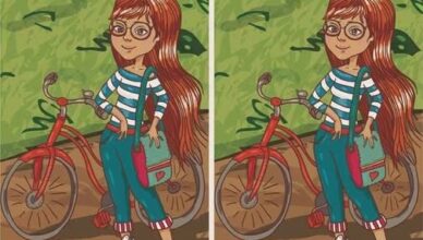 Spot 1 Difference: The Girl, the Red Bicycle, and the Heart Bunny! 🐰❤️