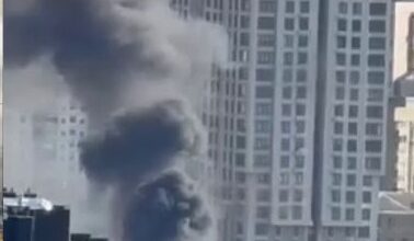 A fire has broken out in the vicinity of the station; at least six explosions were heard.
