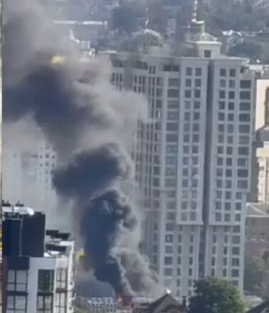A fire has broken out in the vicinity of the station; at least six explosions were heard.