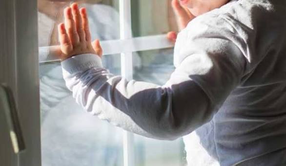 A child fell from a ninth-floor window and died.